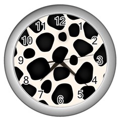 Leoperd-white-black Background Wall Clock (silver) by nate14shop