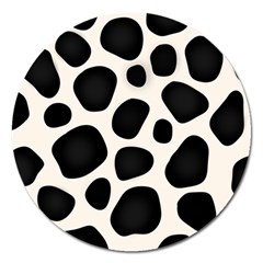 Leoperd-white-black Background Magnet 5  (round) by nate14shop