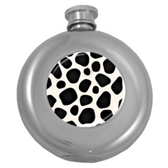 Leoperd-white-black Background Round Hip Flask (5 Oz) by nate14shop