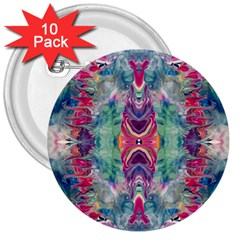 Painted Flames Symmetry Iv 3  Buttons (10 Pack)  by kaleidomarblingart