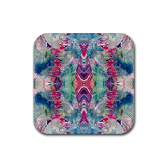 Painted Flames Symmetry Iv Rubber Coaster (square) by kaleidomarblingart