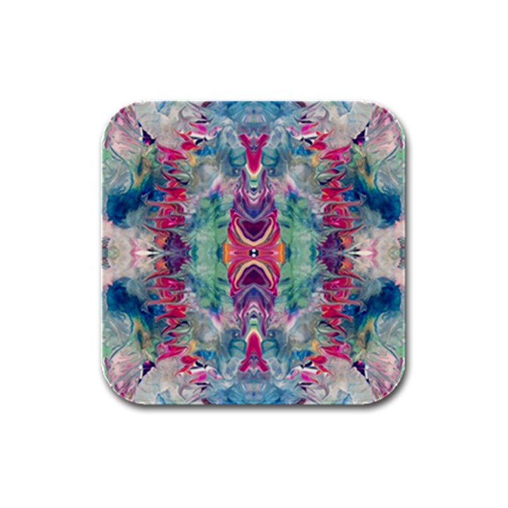 Painted flames symmetry IV Rubber Square Coaster (4 pack)