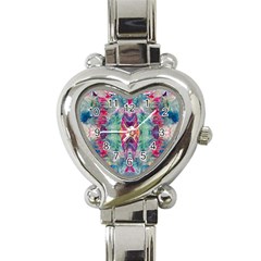 Painted Flames Symmetry Iv Heart Italian Charm Watch by kaleidomarblingart