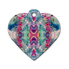 Painted Flames Symmetry Iv Dog Tag Heart (one Side) by kaleidomarblingart