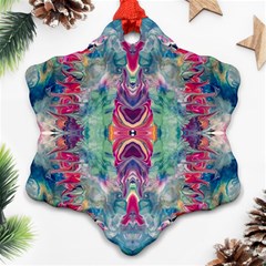 Painted Flames Symmetry Iv Ornament (snowflake) by kaleidomarblingart