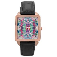 Painted Flames Symmetry Iv Rose Gold Leather Watch 