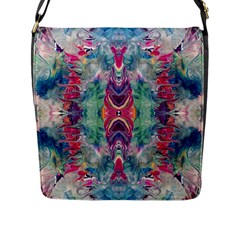 Painted Flames Symmetry Iv Flap Closure Messenger Bag (l) by kaleidomarblingart