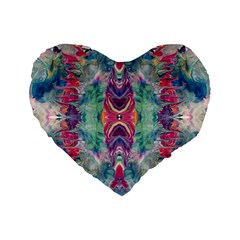 Painted Flames Symmetry Iv Standard 16  Premium Flano Heart Shape Cushions by kaleidomarblingart