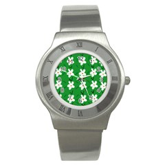 Flowers-green-white Stainless Steel Watch by nate14shop