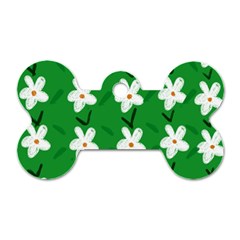 Flowers-green-white Dog Tag Bone (one Side) by nate14shop