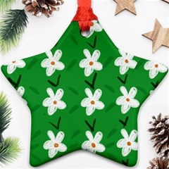 Flowers-green-white Star Ornament (two Sides) by nate14shop