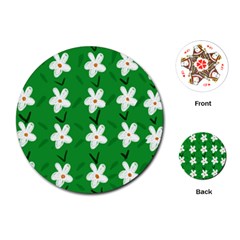 Flowers-green-white Playing Cards Single Design (round)