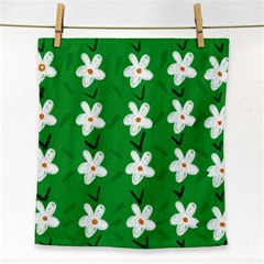 Flowers-green-white Face Towel by nate14shop