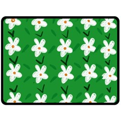 Flowers-green-white Fleece Blanket (large)  by nate14shop