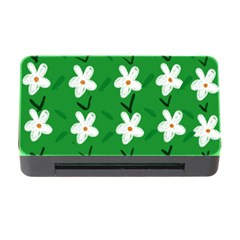 Flowers-green-white Memory Card Reader With Cf by nate14shop