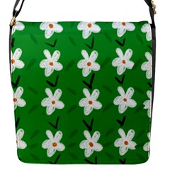 Flowers-green-white Flap Closure Messenger Bag (s) by nate14shop