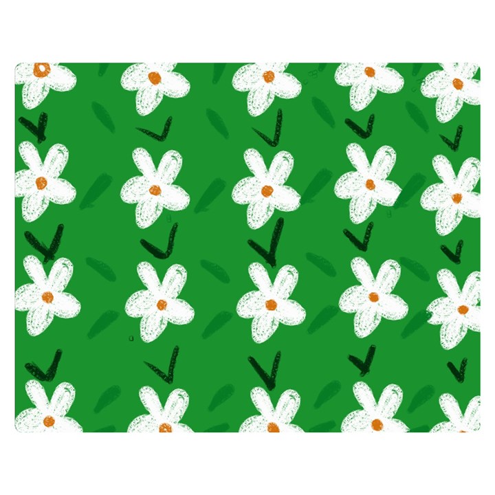 Flowers-green-white Double Sided Flano Blanket (Medium) 