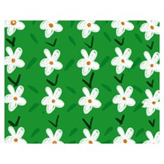 Flowers-green-white Double Sided Flano Blanket (medium)  by nate14shop