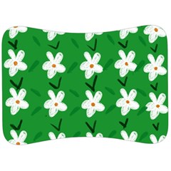 Flowers-green-white Velour Seat Head Rest Cushion by nate14shop