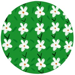 Flowers-green-white Wooden Bottle Opener (round) by nate14shop