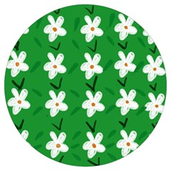 Flowers-green-white Round Trivet