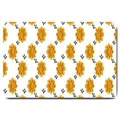 Flowers-gold-white Large Doormat  by nate14shop