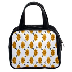 Flowers-gold-white Classic Handbag (two Sides) by nate14shop