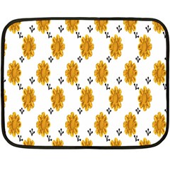 Flowers-gold-white Fleece Blanket (mini) by nate14shop