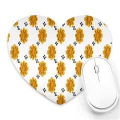 Flowers-gold-white Heart Mousepads by nate14shop