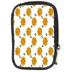 Flowers-gold-white Compact Camera Leather Case by nate14shop