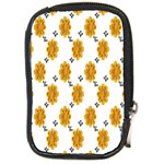 Flowers-gold-white Compact Camera Leather Case Front