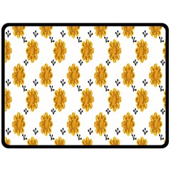 Flowers-gold-white Fleece Blanket (large)  by nate14shop