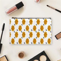 Flowers-gold-white Cosmetic Bag (medium) by nate14shop