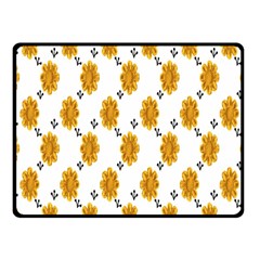 Flowers-gold-white Double Sided Fleece Blanket (small)  by nate14shop