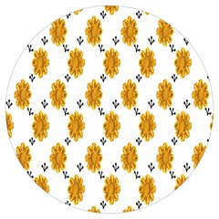 Flowers-gold-white Round Trivet