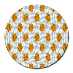 Flowers-gold-blue Round Mousepads by nate14shop