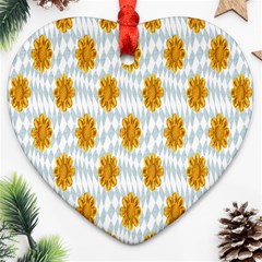 Flowers-gold-blue Heart Ornament (two Sides) by nate14shop