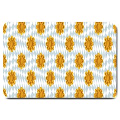 Flowers-gold-blue Large Doormat  by nate14shop