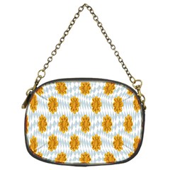 Flowers-gold-blue Chain Purse (two Sides) by nate14shop