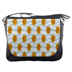 Flowers-gold-blue Messenger Bag