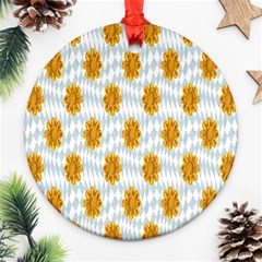 Flowers-gold-blue Ornament (round) by nate14shop