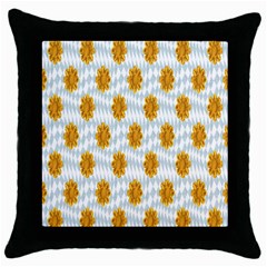 Flowers-gold-blue Throw Pillow Case (black)