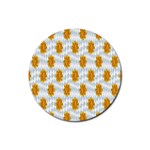 Flowers-gold-blue Rubber Coaster (Round) Front