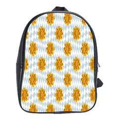 Flowers-gold-blue School Bag (large) by nate14shop