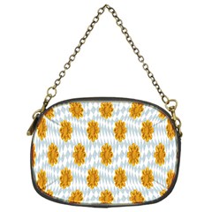 Flowers-gold-blue Chain Purse (one Side) by nate14shop