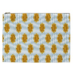 Flowers-gold-blue Cosmetic Bag (xxl) by nate14shop