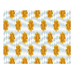 Flowers-gold-blue Double Sided Flano Blanket (large)  by nate14shop