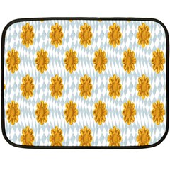 Flowers-gold-blue Double Sided Fleece Blanket (mini)  by nate14shop