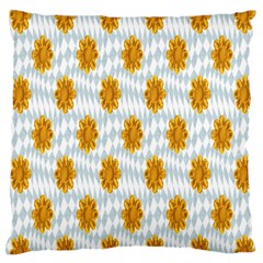 Flowers-gold-blue Large Cushion Case (two Sides) by nate14shop