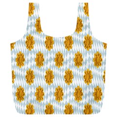 Flowers-gold-blue Full Print Recycle Bag (xl)